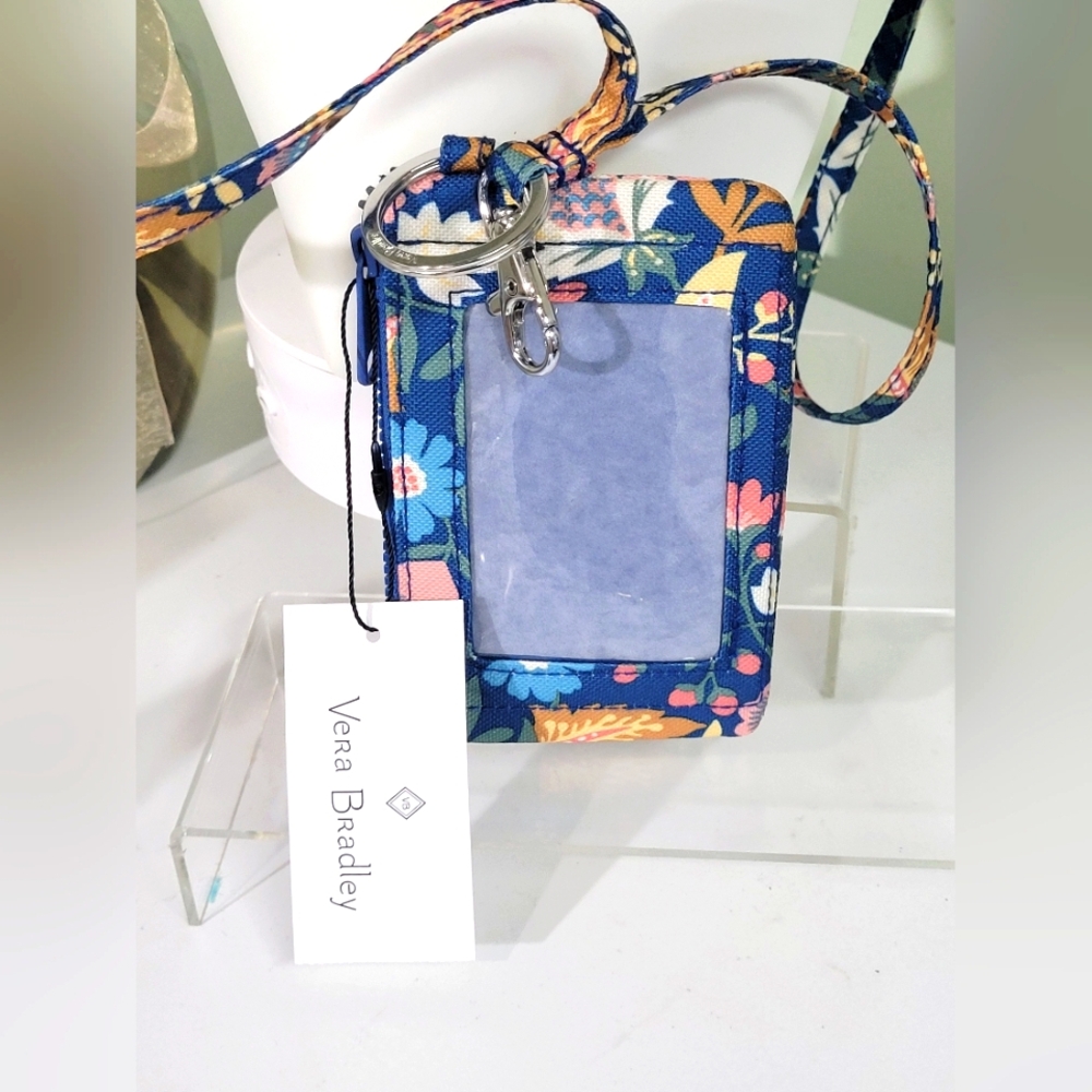 NWT Vera Bradley Blue Wallet Bag ID Lanyard Card Case